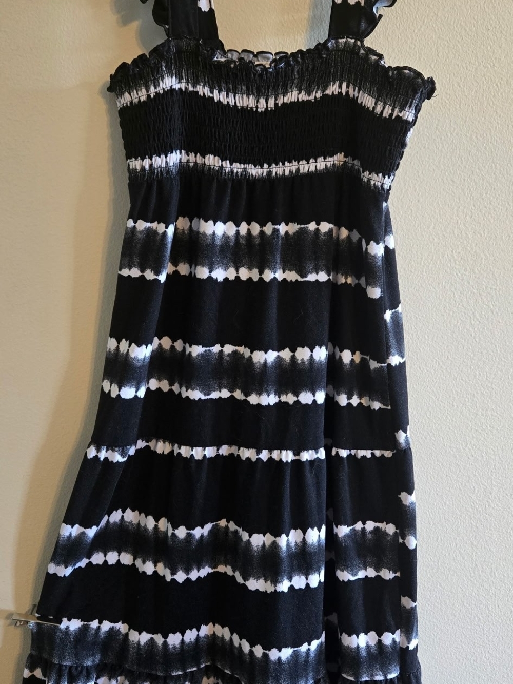 wonder nation Black and White Tie-Dye Stripe Casual Dress